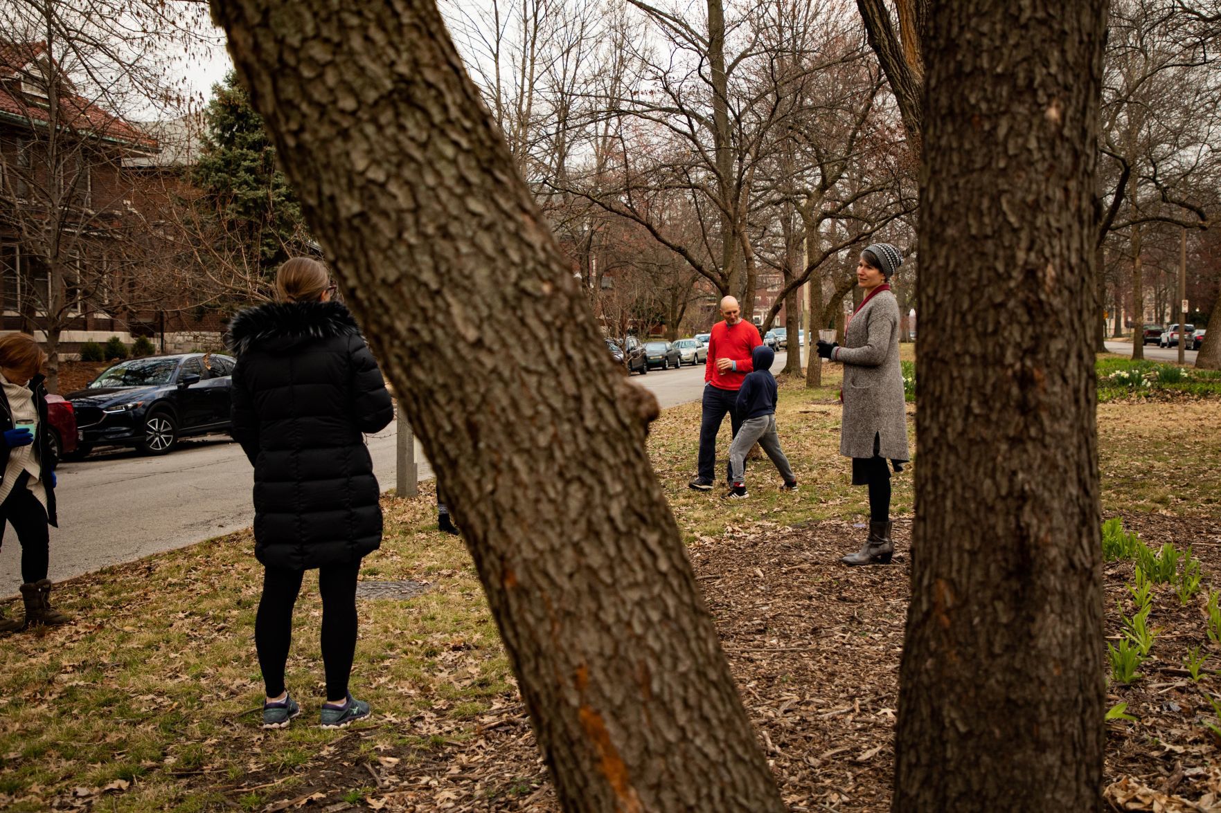 Neighbors Gather for Social Distancing Happy Hour during Stay-At-Home Mandate due to the Spread of the Coronavirus